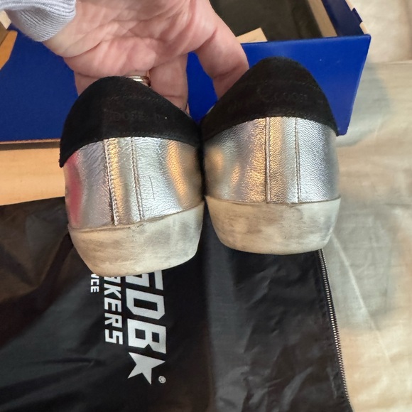 Golden Goose Silver and Black Distressed Sneakers - Picture 9 of 15
